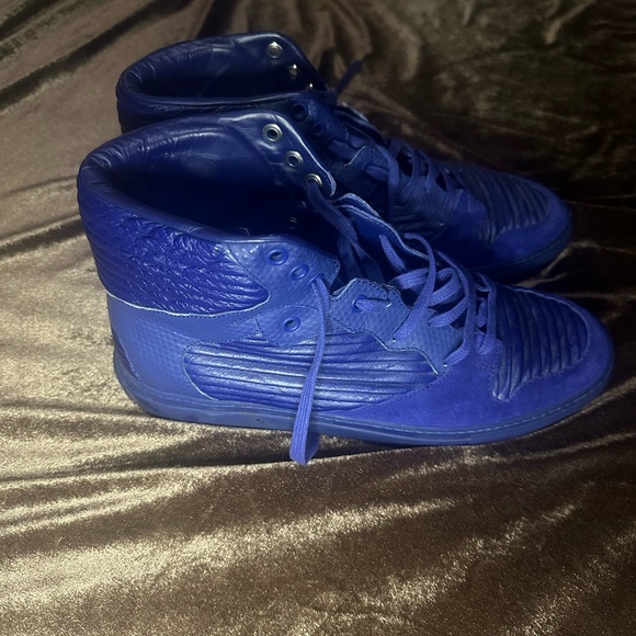 BALENCIAGA Blue Leather Sneakers - Picture 1 of 6